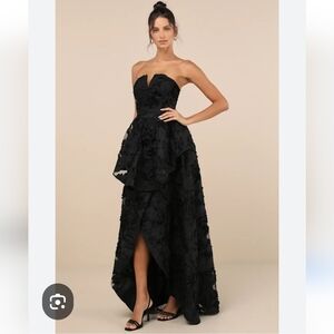 Lulu's Black Strapless High-Low Dress
